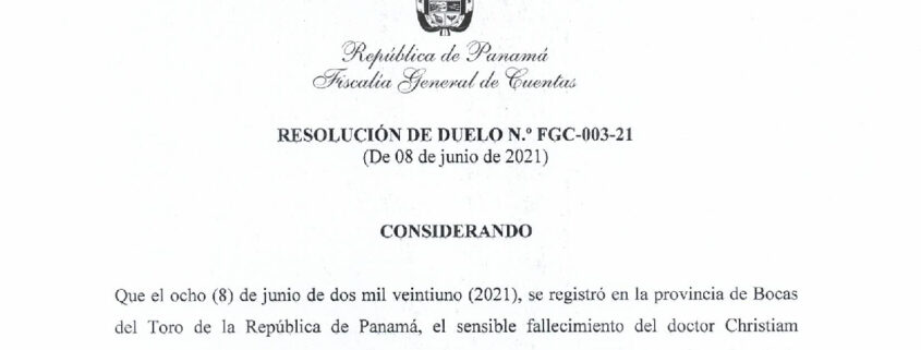 Resolución de duelo No. FGC-003-21 (De 8 de junio de 2021) – Fiscalía ...